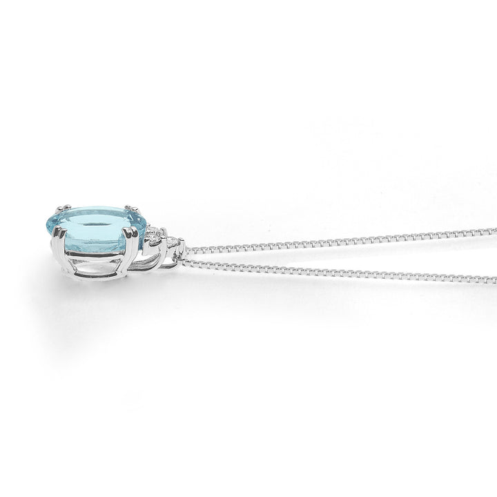 Comete Girocollo in Oro Diamanti e Acquamarina Ovale GLQ300
