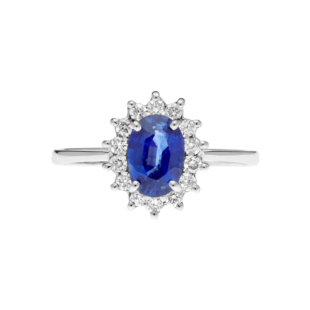 Comete Gold Ring with Diamonds and Oval Blue Sapphire ANB2569