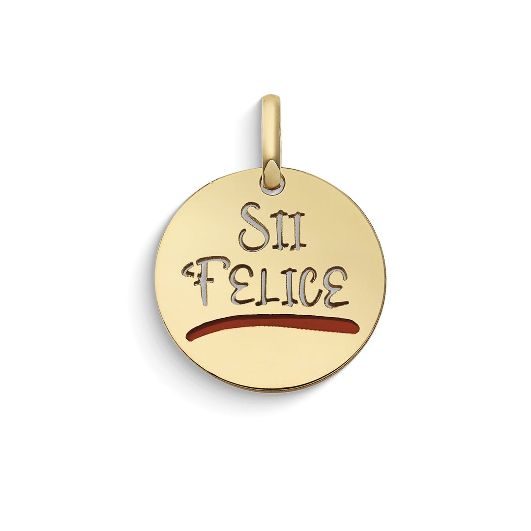 Comets Be Happy round pendant in 375‰ yellow gold KCOB030