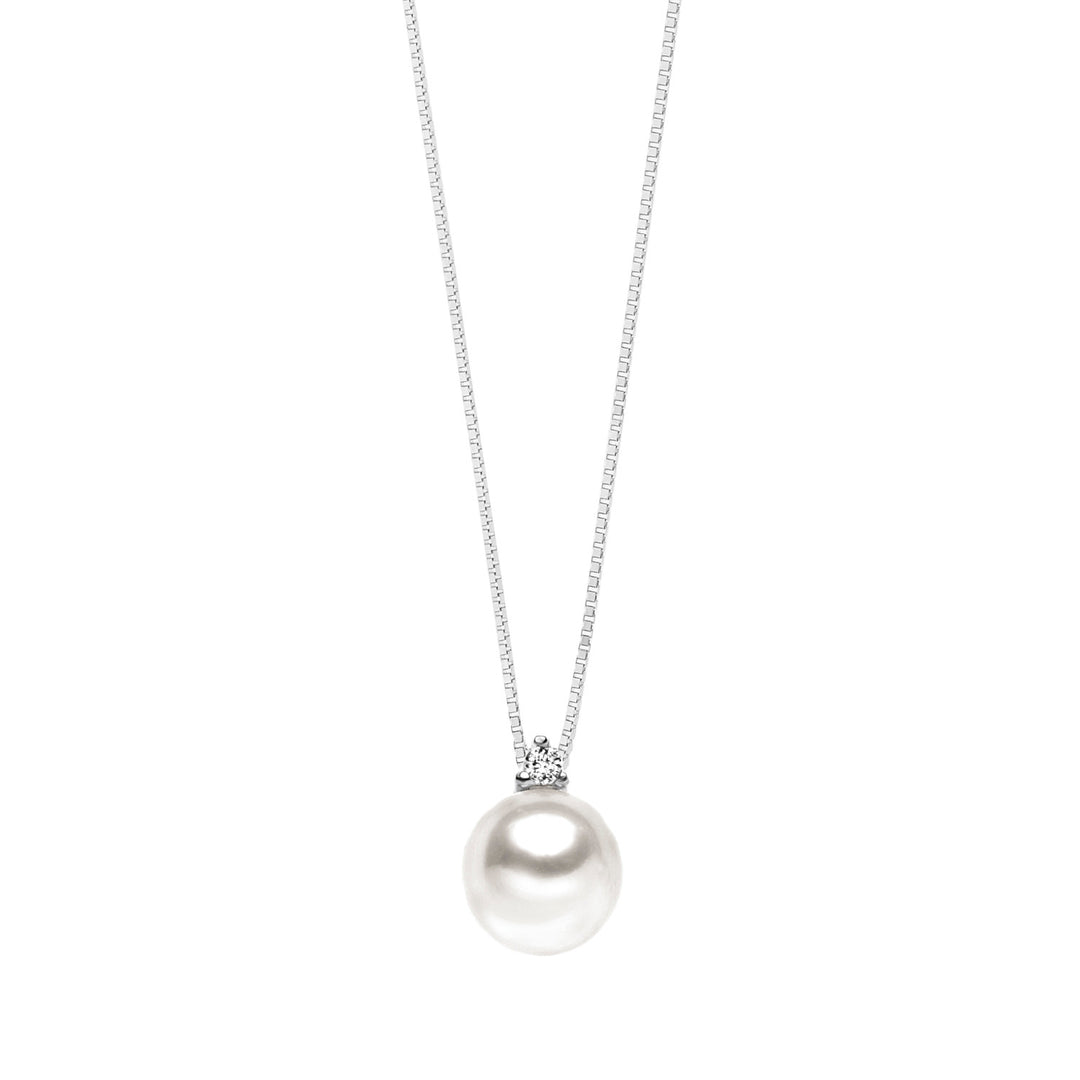 Comete Light Point Pearl Necklace in Gold and Diamond GLP585