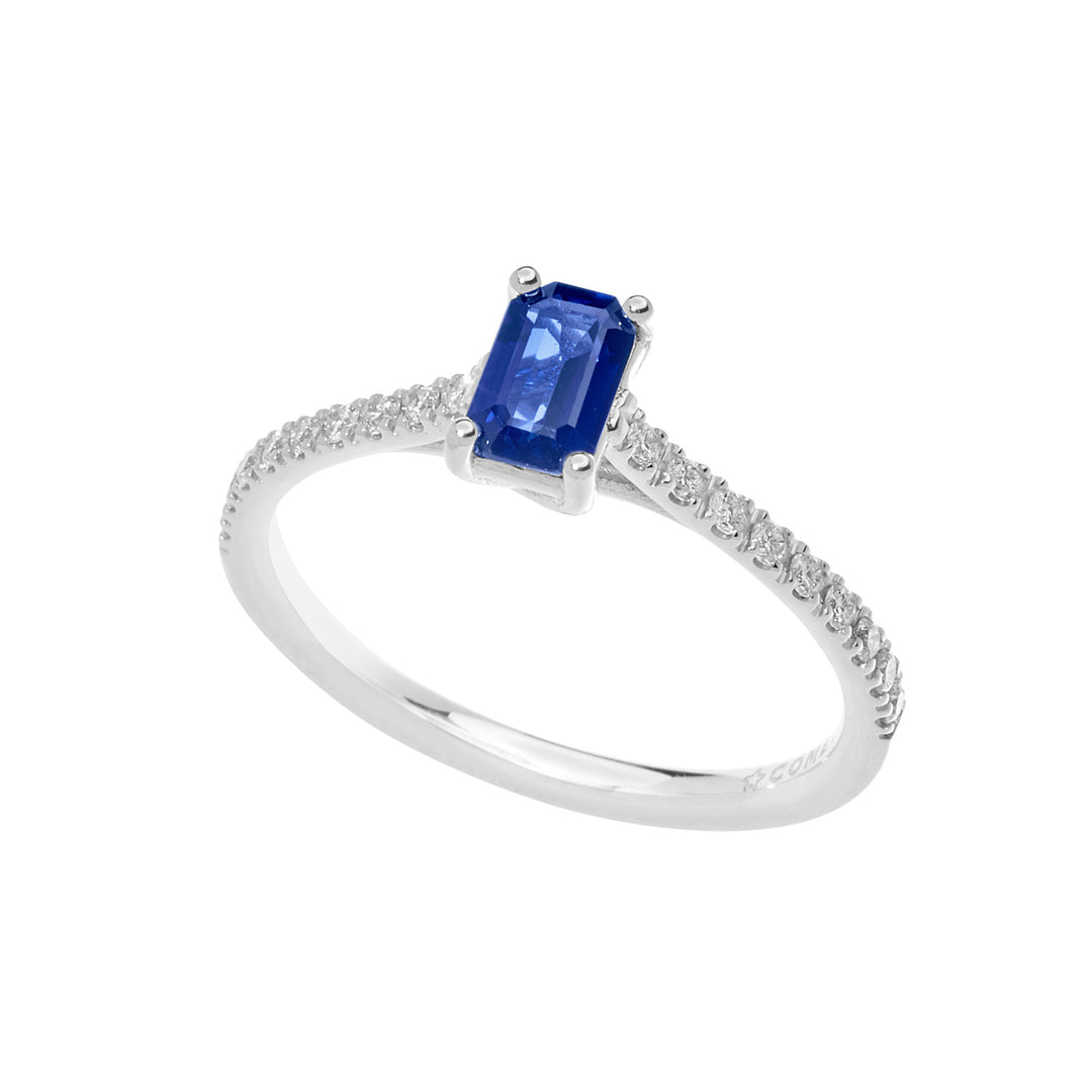Comete Gold Ring with Diamonds and Blue Sapphire ANB2565