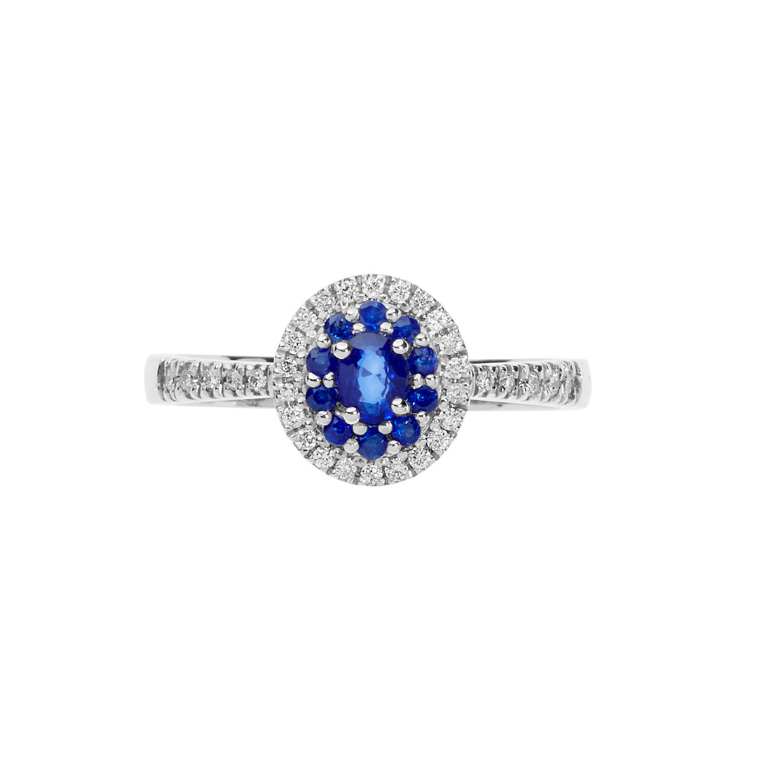 Comete Gold Ring with Diamonds and Blue Sapphires ANB2579