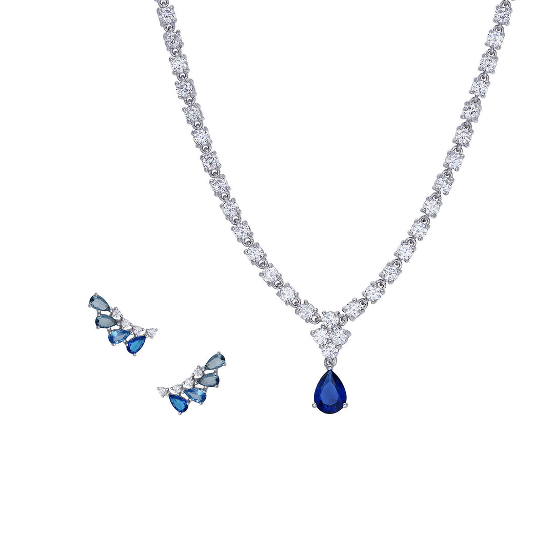 Comete Girocollo e Orecchini in Argento 925‰ e Zirconi bianchi e blu KIT266208