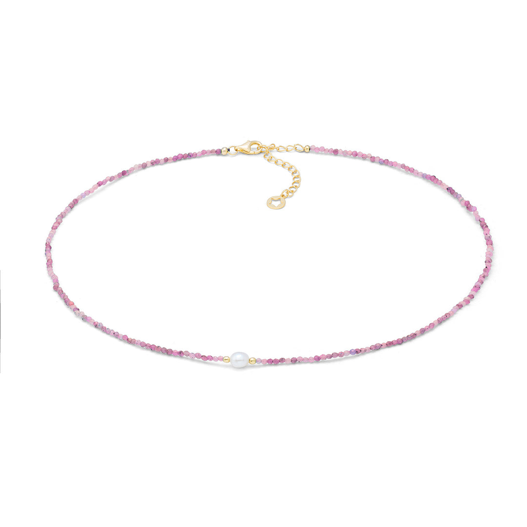 Collar Comete en plata 925 ‰ con rubí y perla GLA301