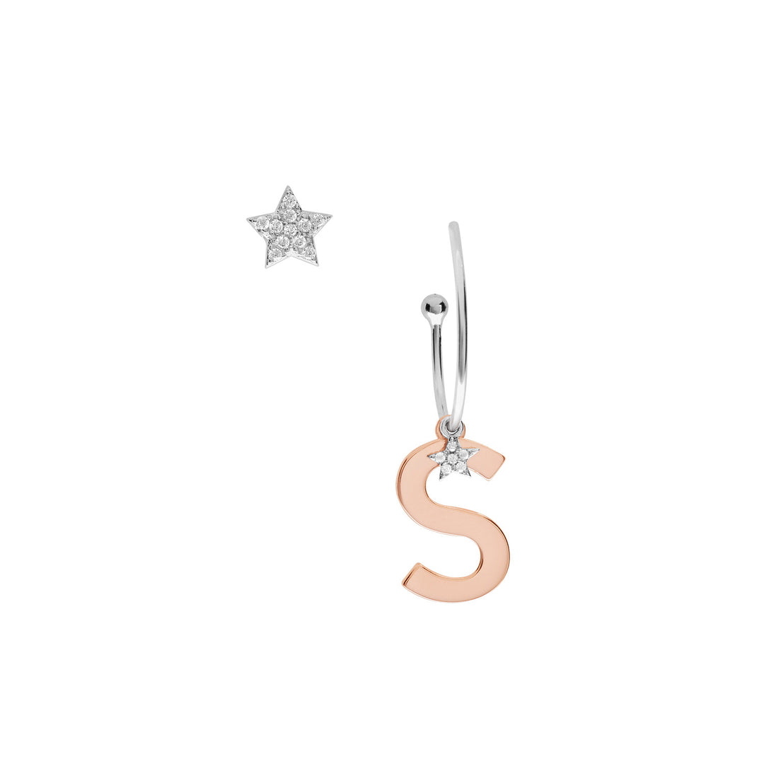 Comete Silver Earrings Letter S ORA166