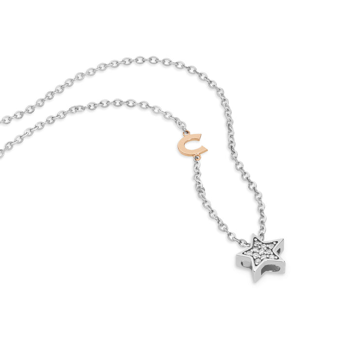 Comete Necklace in white and rose gold with GLB1446 diamonds
