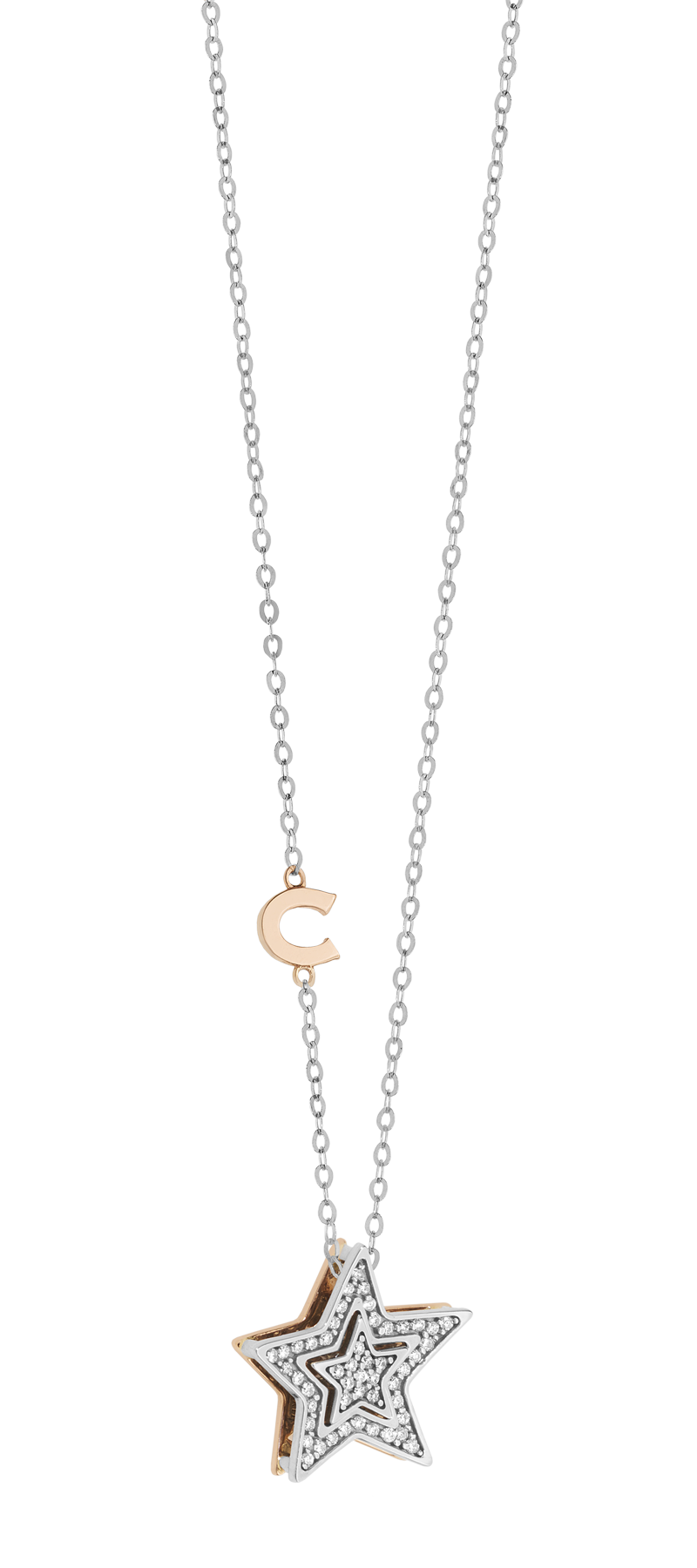 Comete Necklace in white and rose gold with GLB1446 diamonds