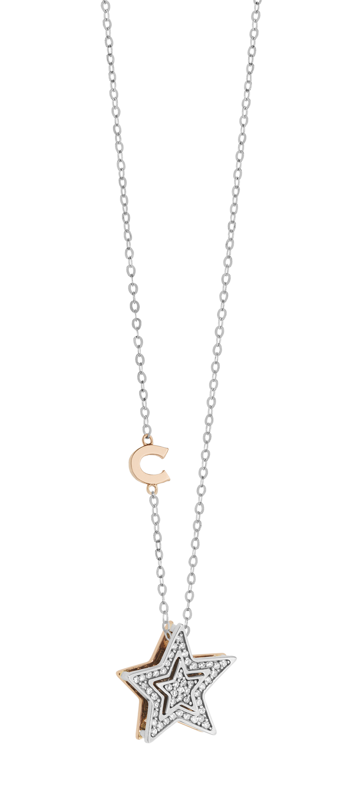 Comete Necklace in white and rose gold with GLB1446 diamonds
