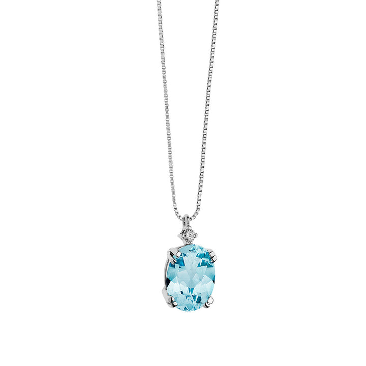 Comete Necklace in Gold and Oval Blue Topaz GLB1206