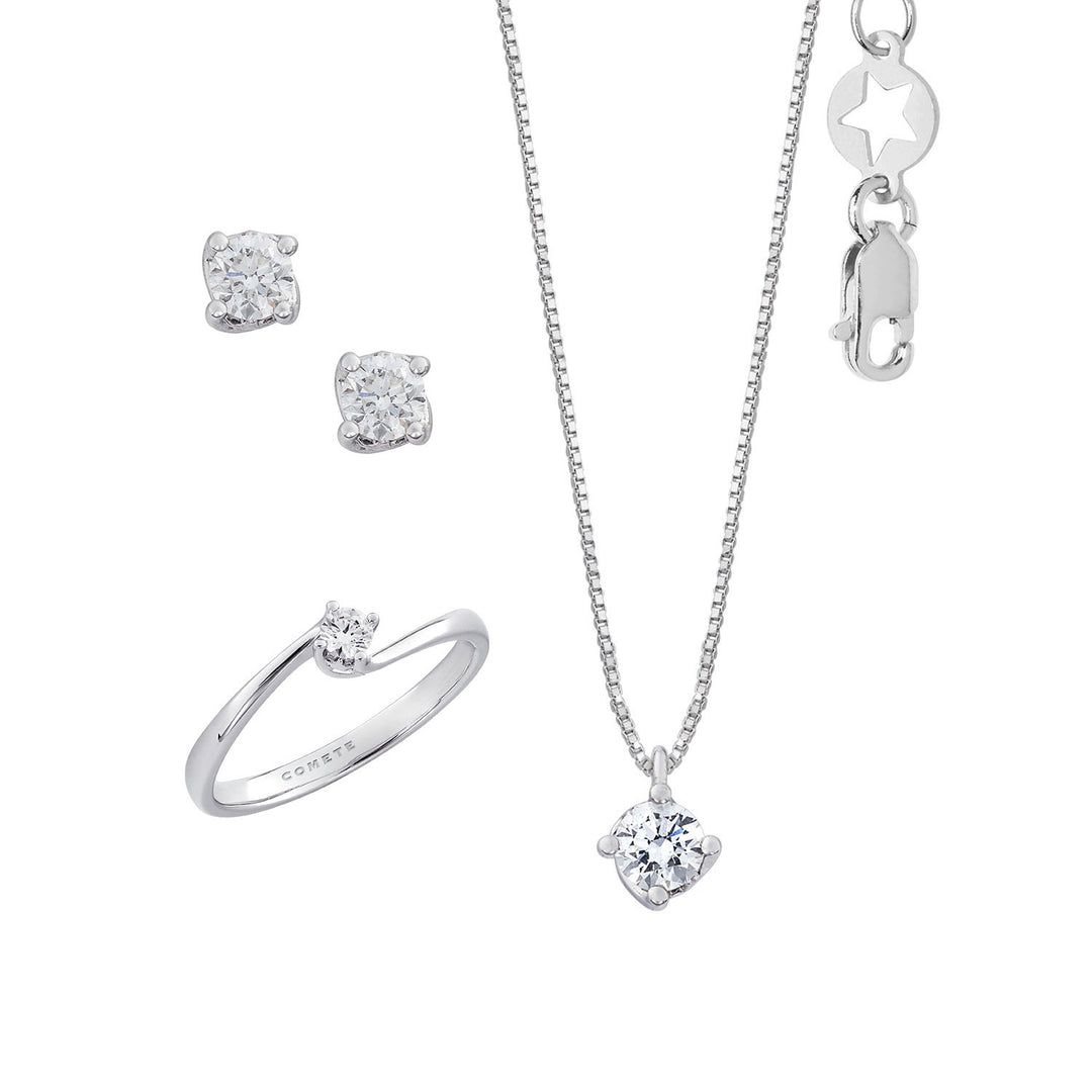 Comete Necklace, Ring and Earrings in 750‰ Gold and White Diamond KIT168827151141