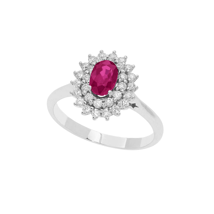 Comete Anello in Oro Diamanti e Rubino ovale ANB2622