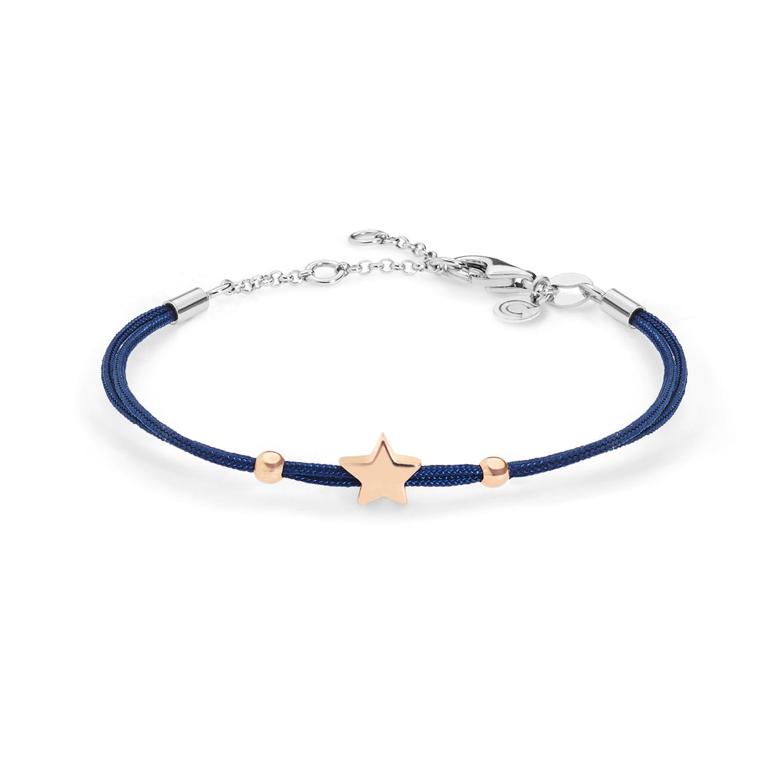 Comete Star bracelet in silver with blue cord BRA158