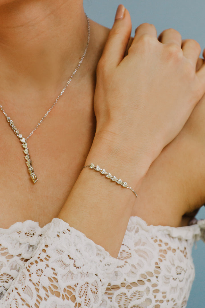 Bracelet Comète Coeurs en Argent Dégradé BRA234
