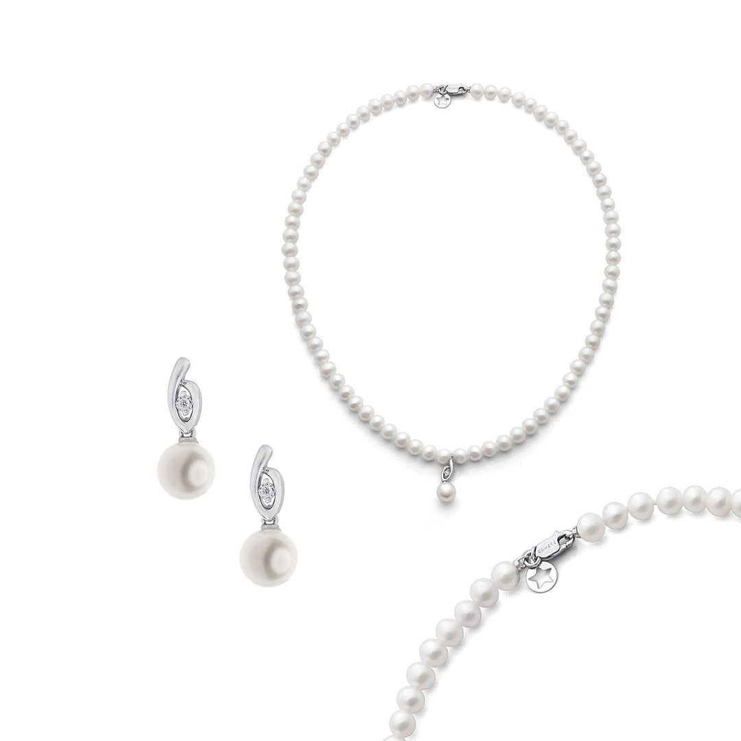 Collar Comete con perlas y pendientes en oro 750‰ y diamantes blancos KIT382769