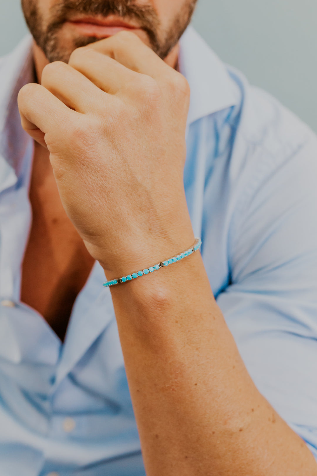 Bracelet Comete en Argent avec Zircons turquoise et noirs UBR1251M19