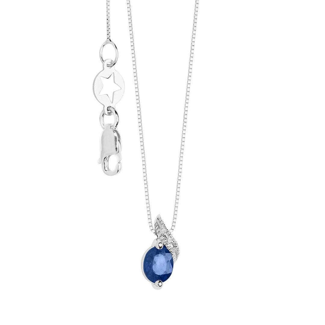 Comete Collana con Zaffiro e Diamanti in Oro bianco GLB1635