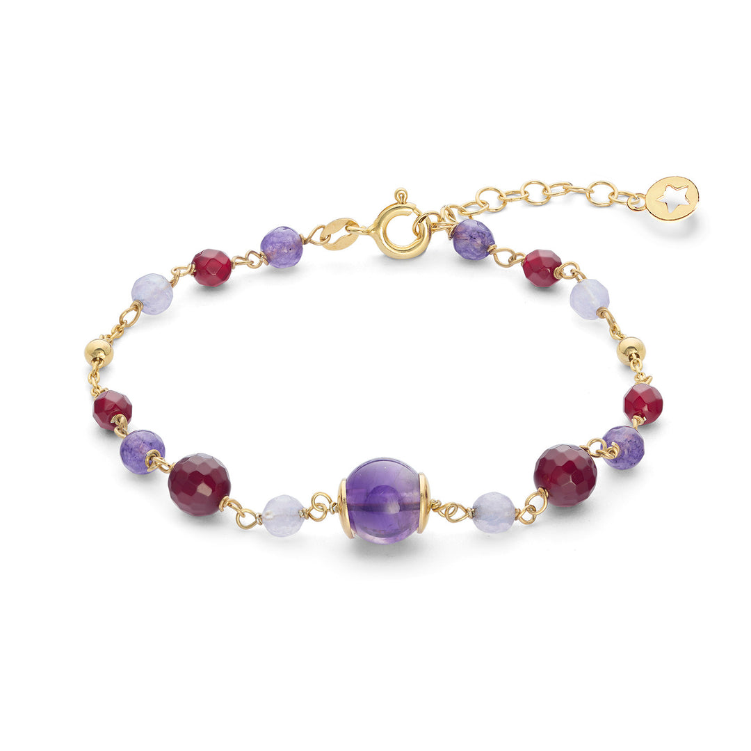 Bracelet Comete en Argent 925‰ avec Améthyste colorée, Agate et Jade BRA270