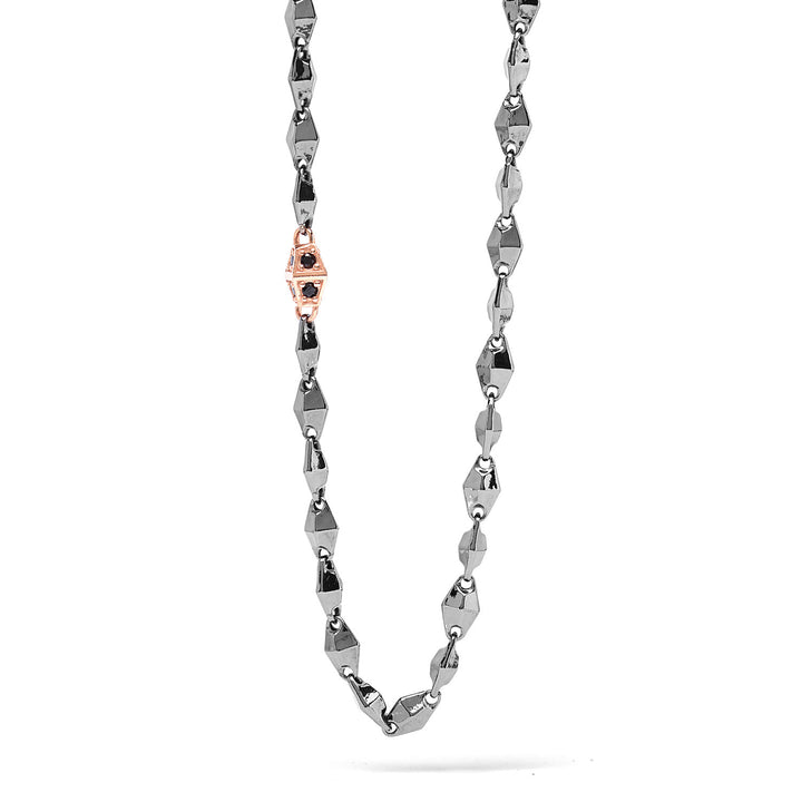 Collar Comete de plata rosa y bruñida con circonitas UGL699