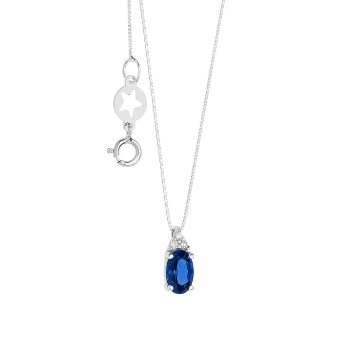 Collier Comete en Or, Diamants et Saphir Ovale GLB1615