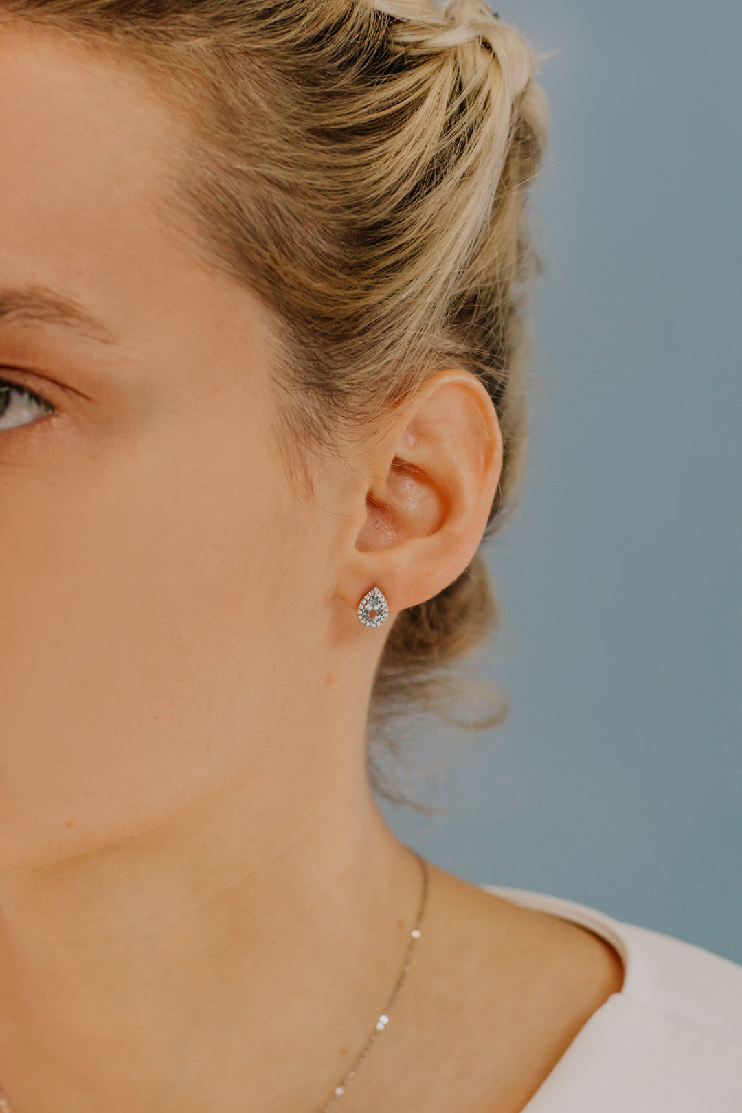 Comete Gold Earrings with Diamonds and Aquamarine Drop ORQ252