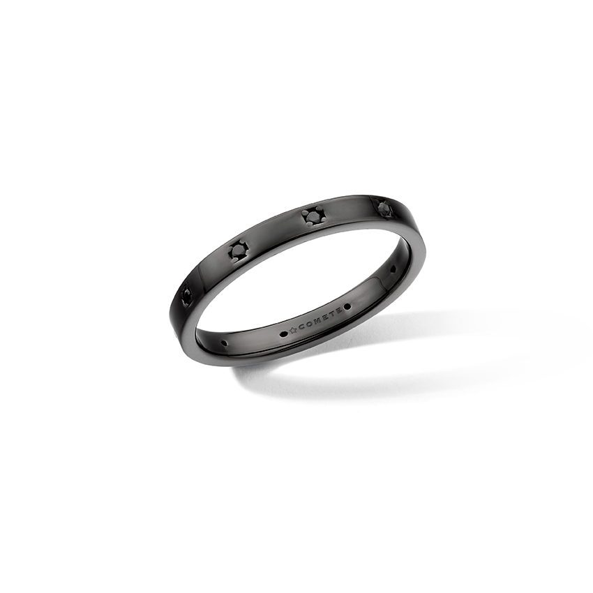 Anillo Comete de plata rutenio 925 ‰, circonitas negras UAN131M13