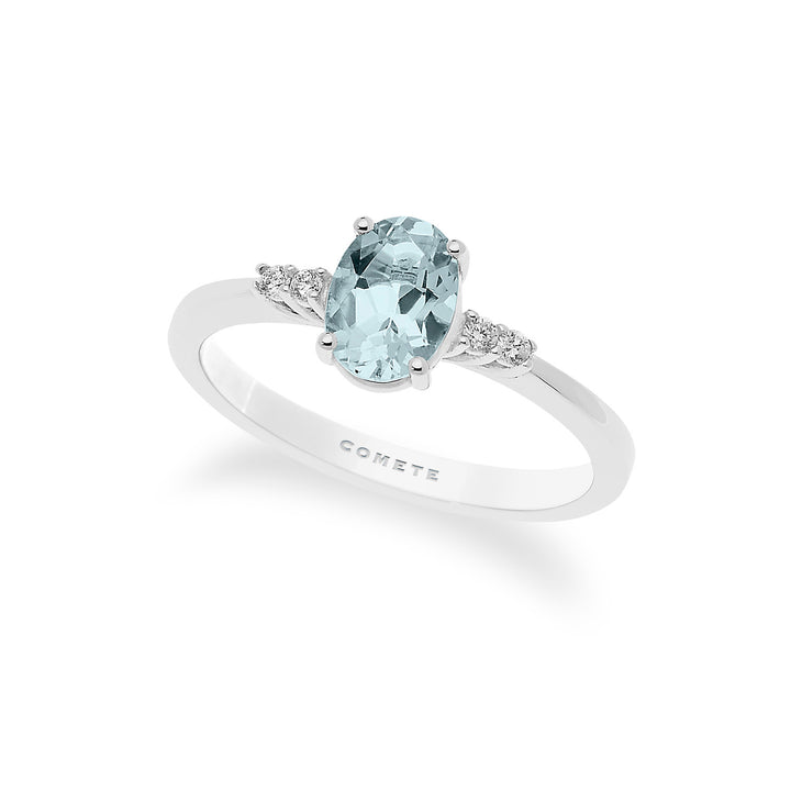 Comete Gold Ring with Diamonds and Oval Aquamarine ANQ296
