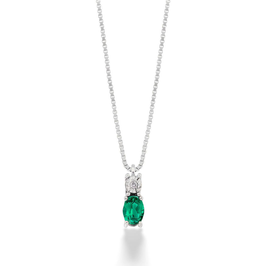 Collar Comete de oro, diamantes blancos y esmeralda recristalizada KGLB1421