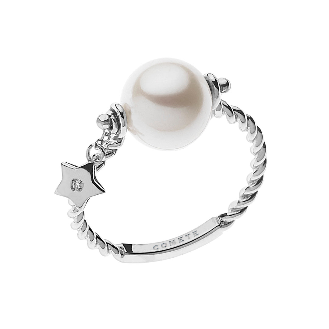 Bague Perle Comète en or blanc ANP359
