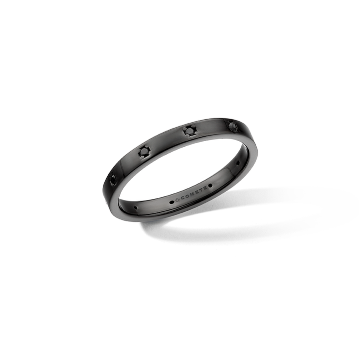 Anillo Comete de plata rutenio 925 ‰, circonitas negras UAN131M16