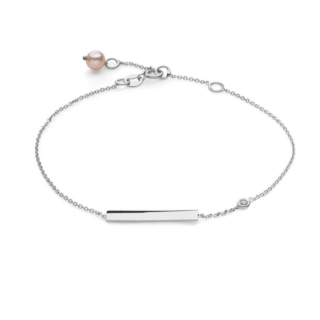 Comete Bracciale con targhetta in Oro bianco e Perla BRP163
