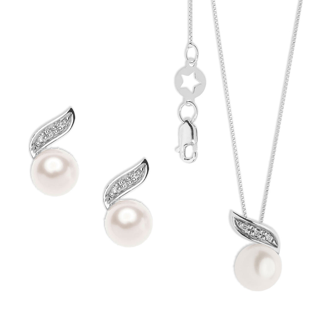 Collar y Pendientes Comete en Perlas en Oro y Diamantes KIT612744