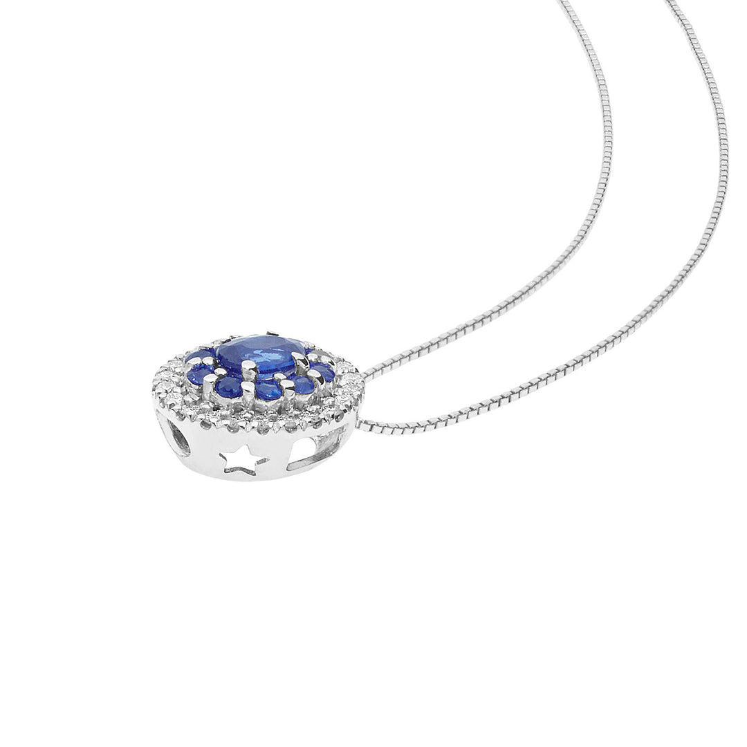 Comete Necklace in Gold, Diamonds and Blue Sapphires GLB1573
