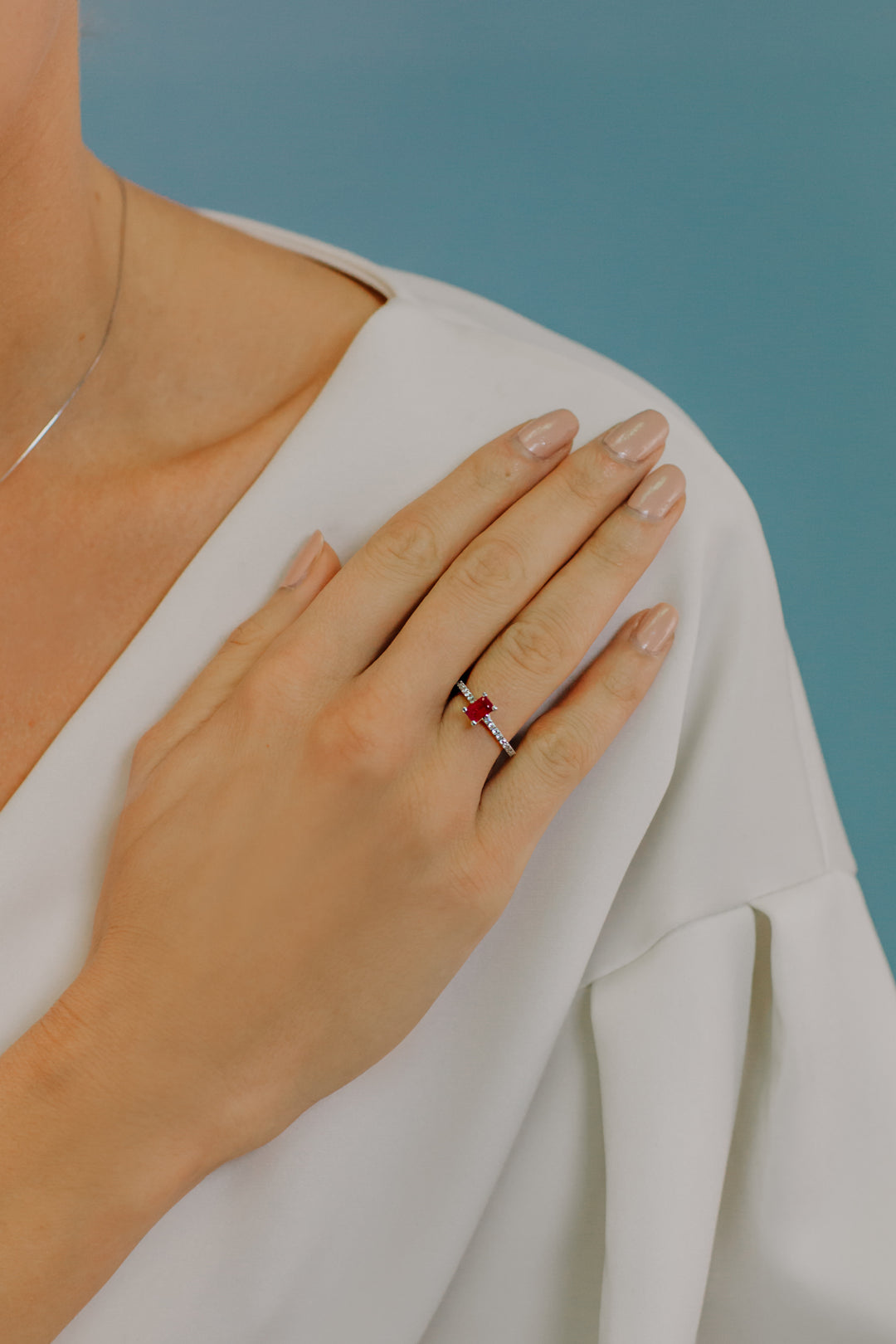 Comete Gold Ring with Diamonds and Ruby ANB2566