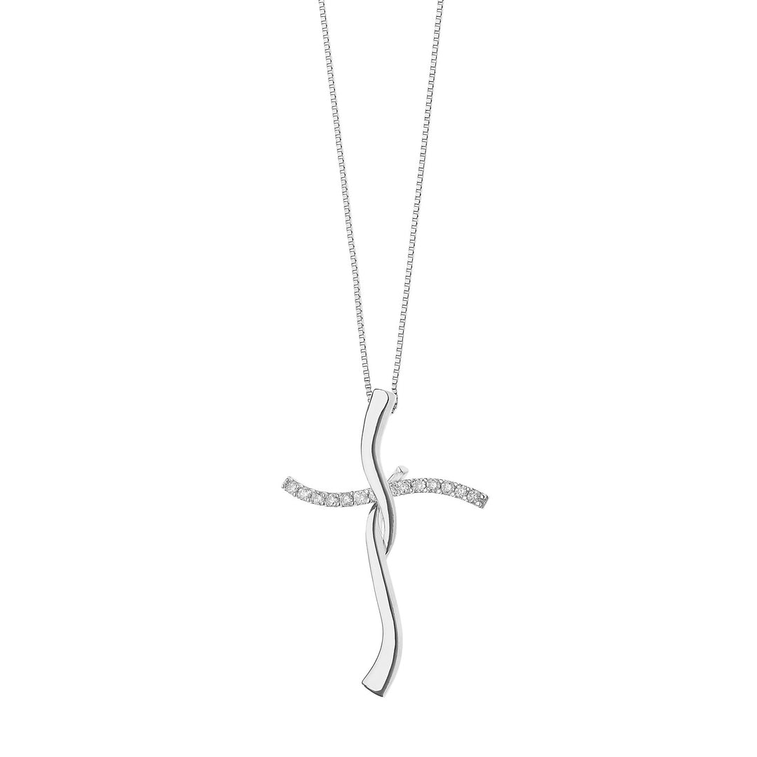 Collier Croix Comètes en Diamants et Or GLB1387