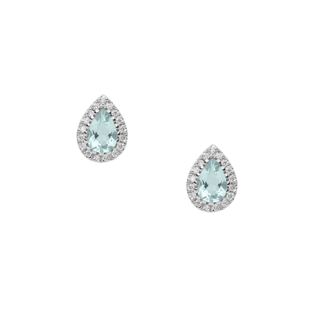 Comete Gold Earrings with Diamonds and Aquamarine Drop ORQ252