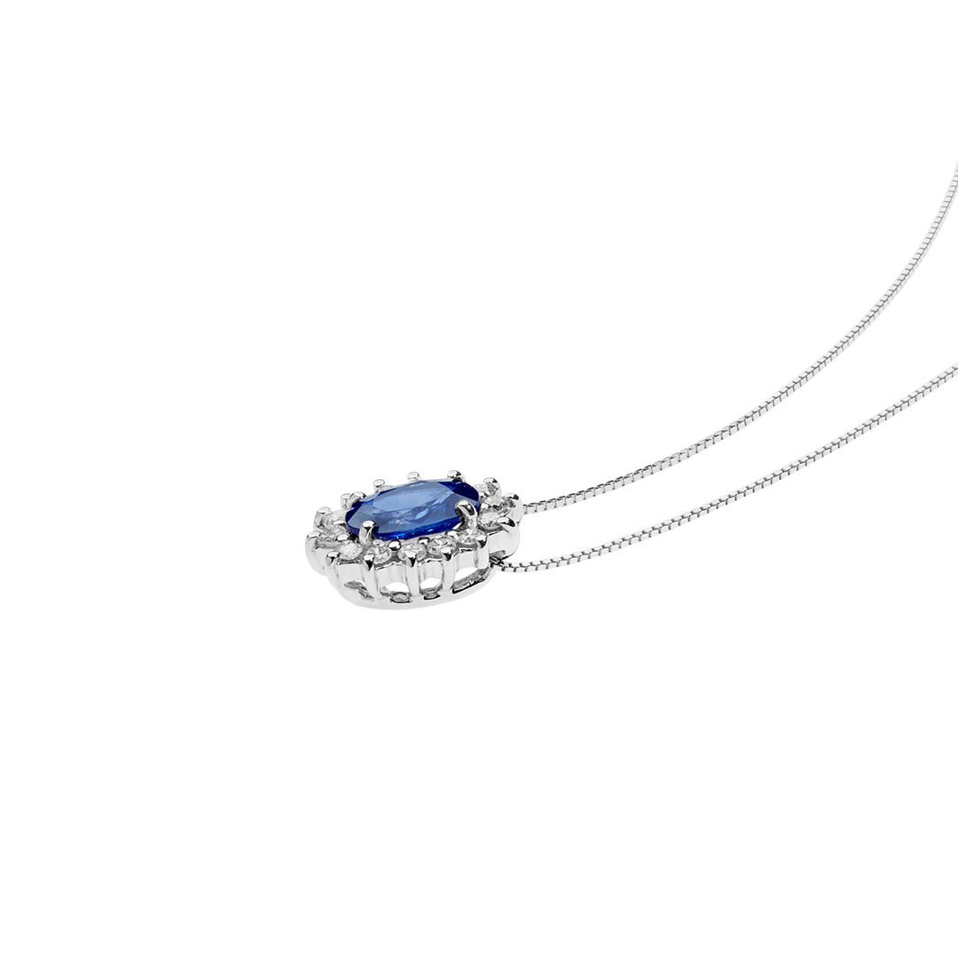 Comete Necklace in Gold, Diamonds and Oval Blue Sapphire GLB1564
