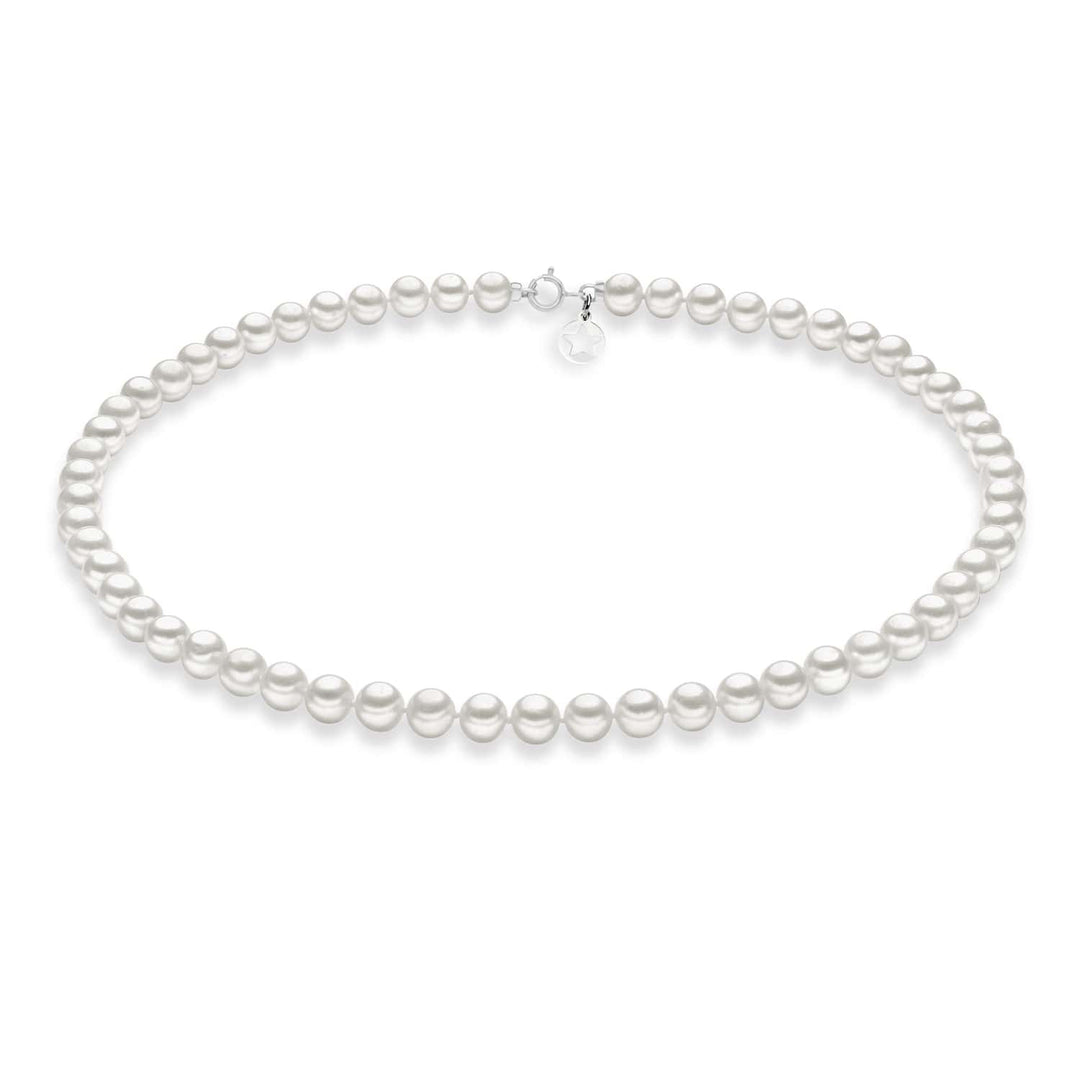 Comete Necklace in 375‰ white gold, cultured pearls and star charm in silver KFWQ106AM45