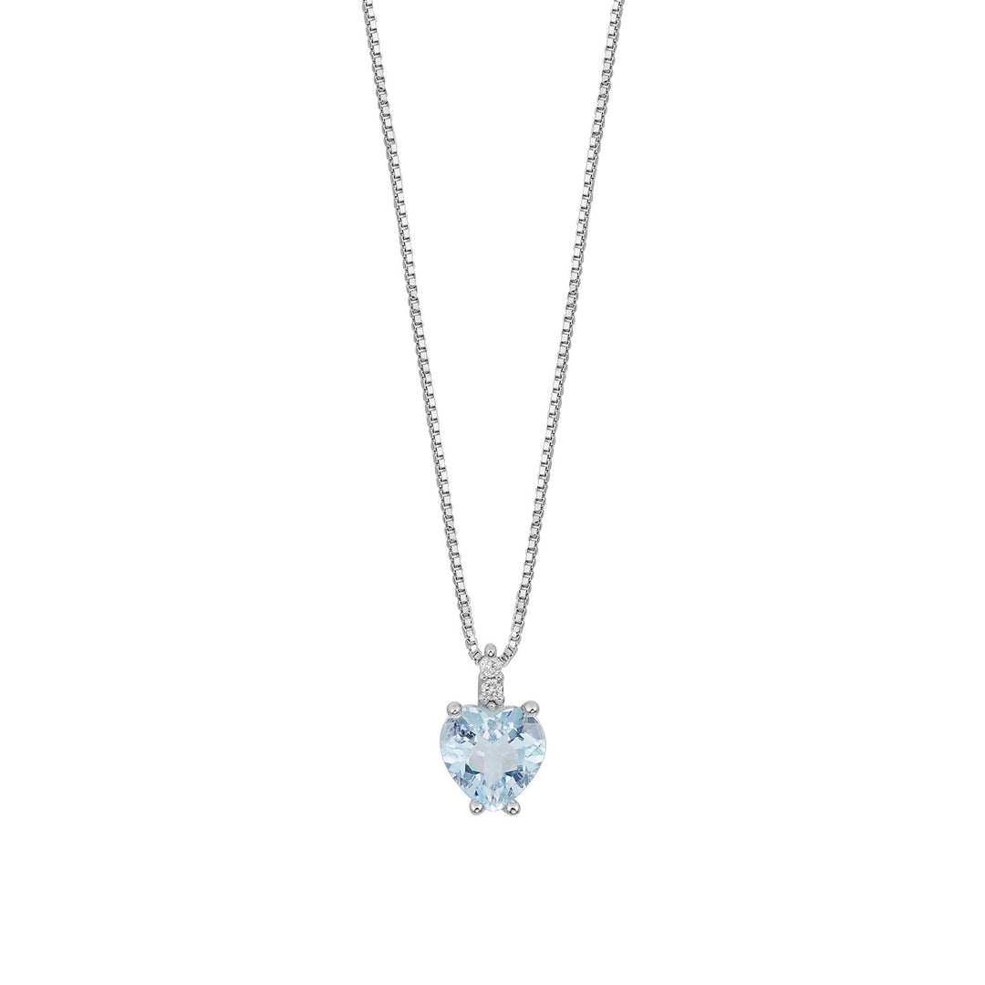 Comete Necklace in 750‰ Gold, Diamonds and Aquamarine heart GLQ306