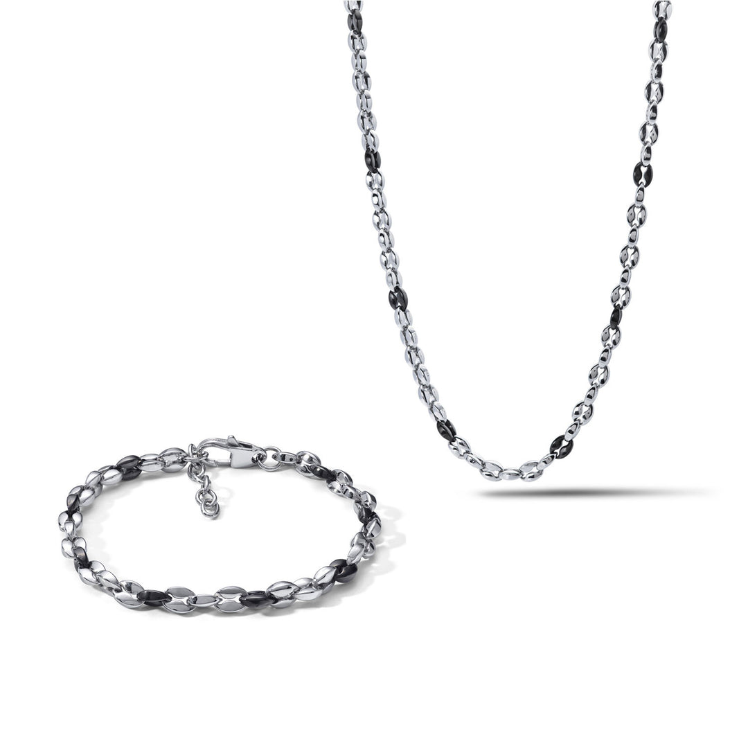 Comete Collana e Bracciale Chain in acciaio lucido KIT7051024