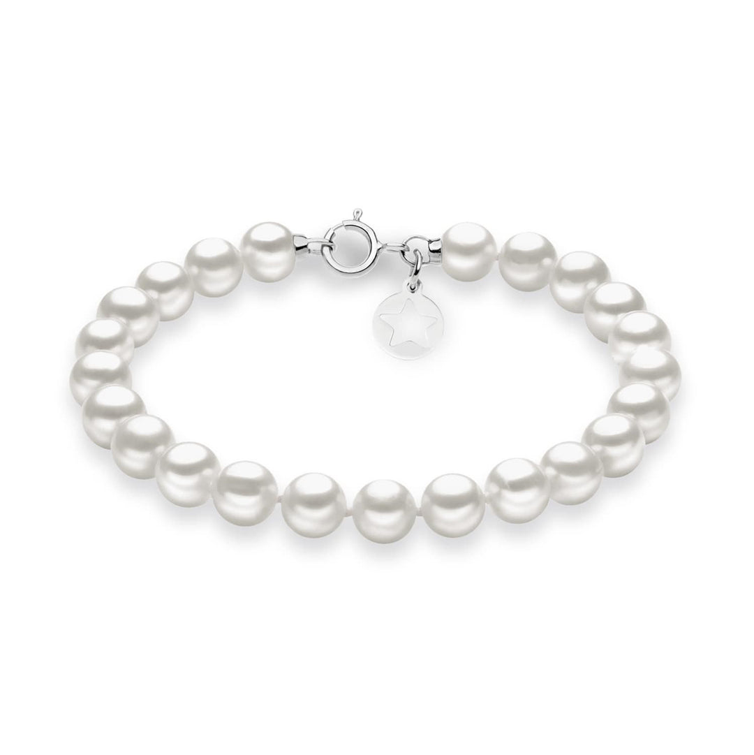 Comete Bracelet in 375‰ white gold, pearls and star charm in silver KBRQ110AM
