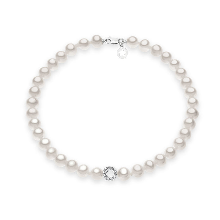 Comete Acquadolce Pearl Strand Bracelet in Gold and Diamonds BRQ128