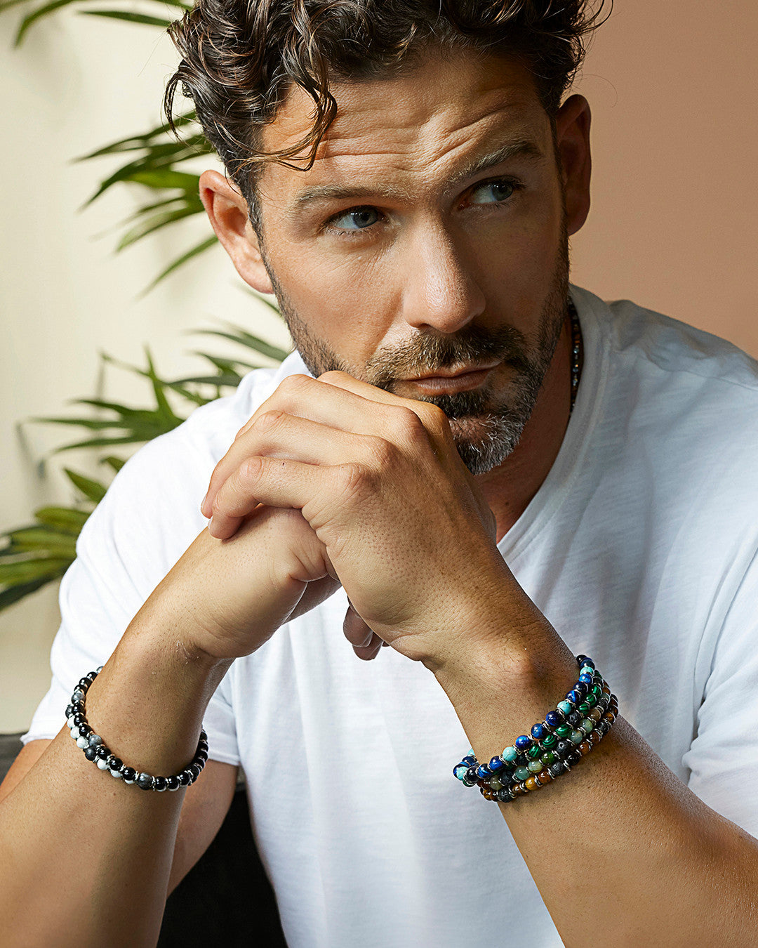 Comete Steel Bracelet with Tiger Eye and Lava Stone UBR1141