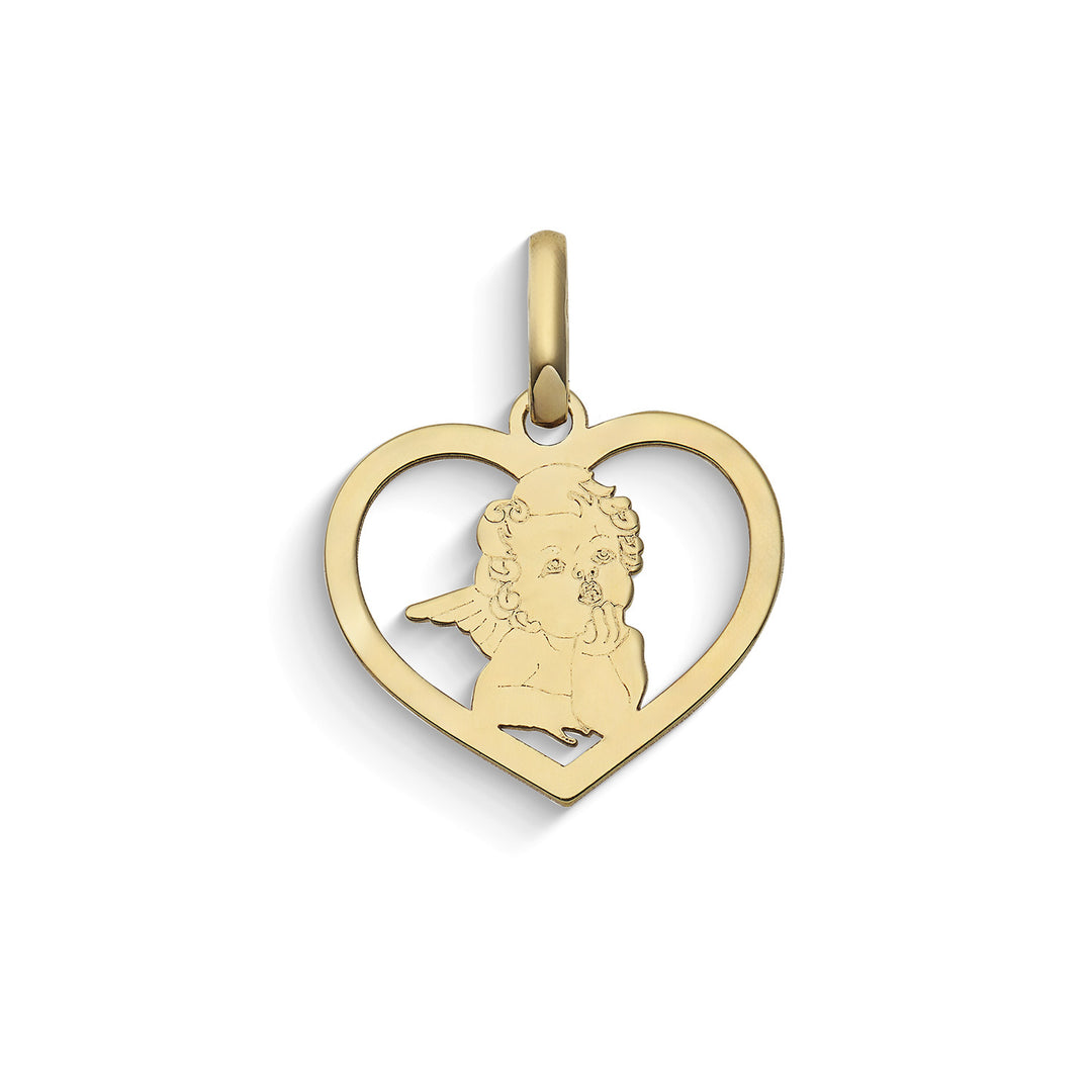 Pendentif Comète Coeur avec Ange Gardien en or jaune 375‰ KCOB039