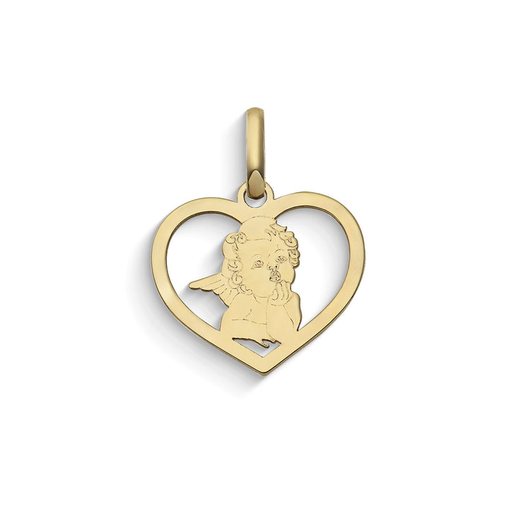 Pendentif Comète Coeur avec Ange Gardien en or jaune 375‰ KCOB039
