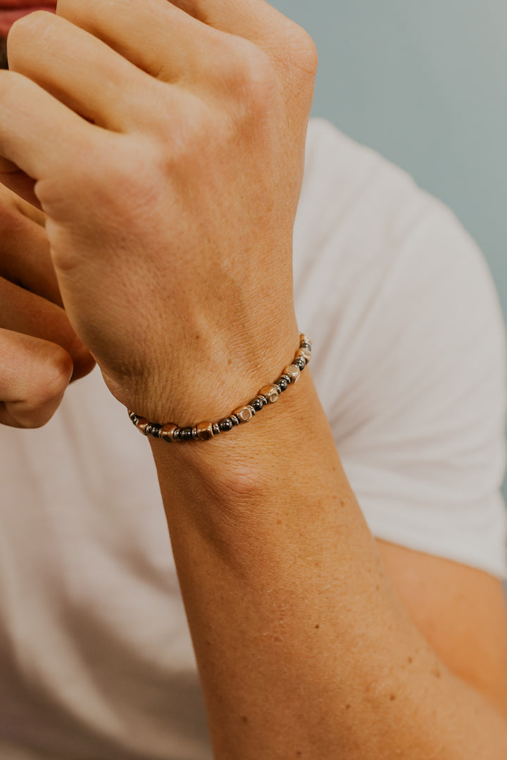 Bracelet Comete Acier et Hématite avec PVD rosé UBR1183