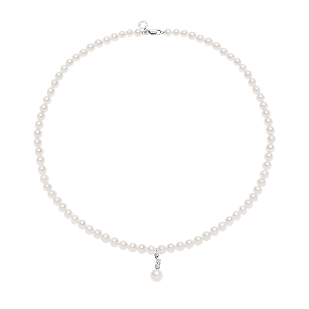 Comete Pearl Necklace with Gold and Diamonds Trilogy FWQ324