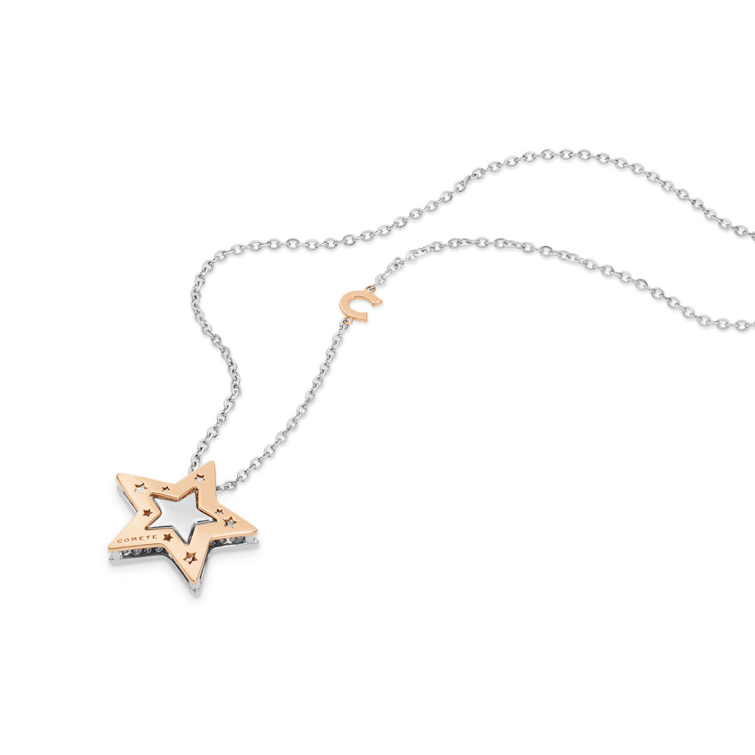 Comete Necklace in white and rose gold with GLB1446 diamonds