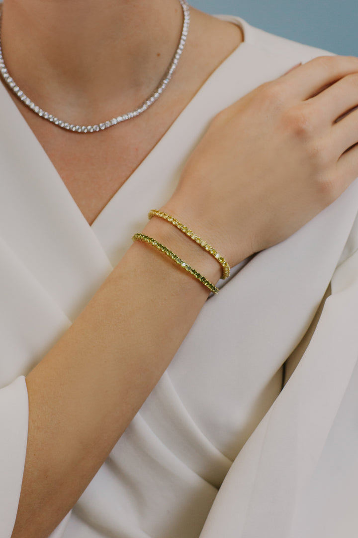 Comet Tennis en argent jaune et zircons Péridot BRA239M17