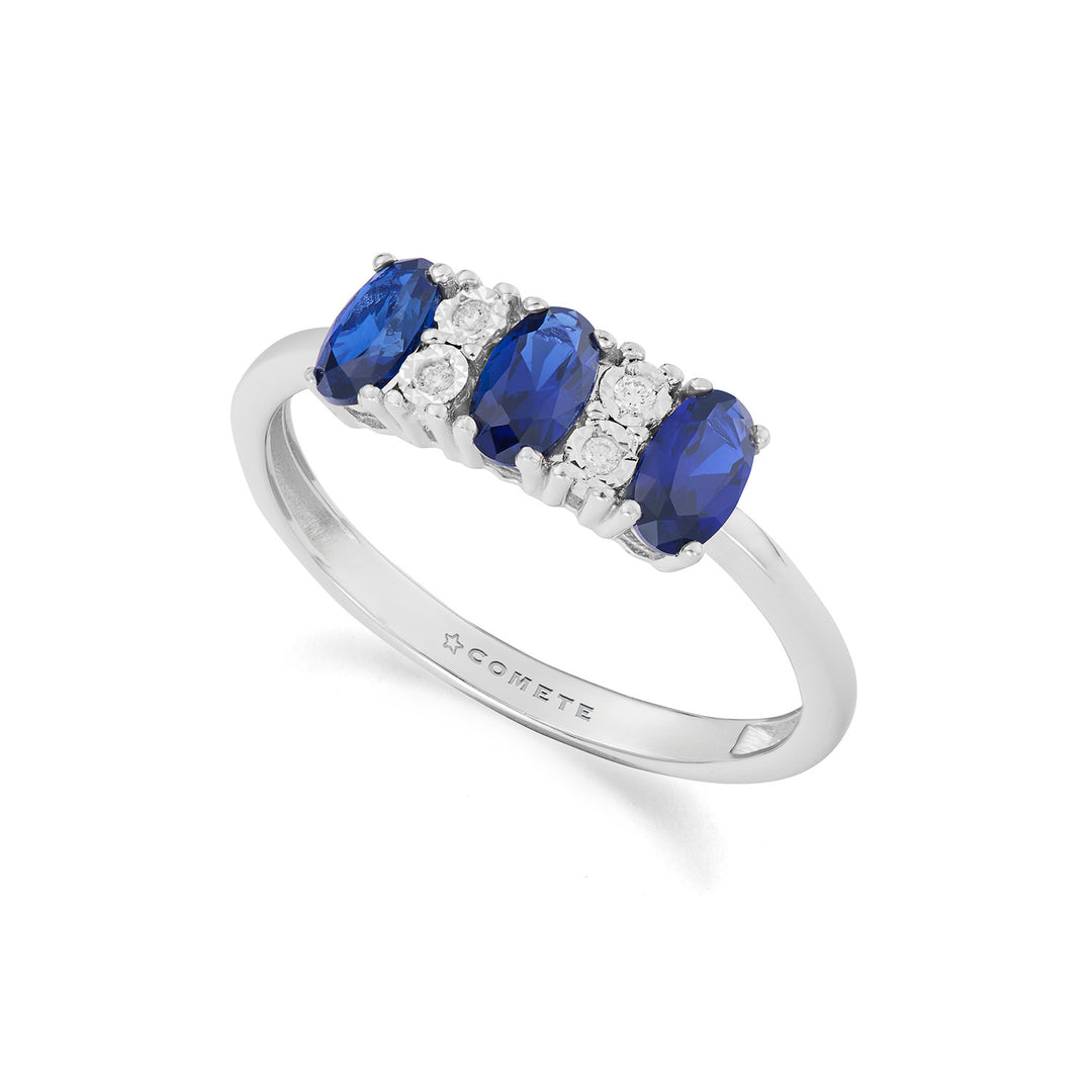 Comete Ring in white gold, diamonds and blue sapphires KANB1907