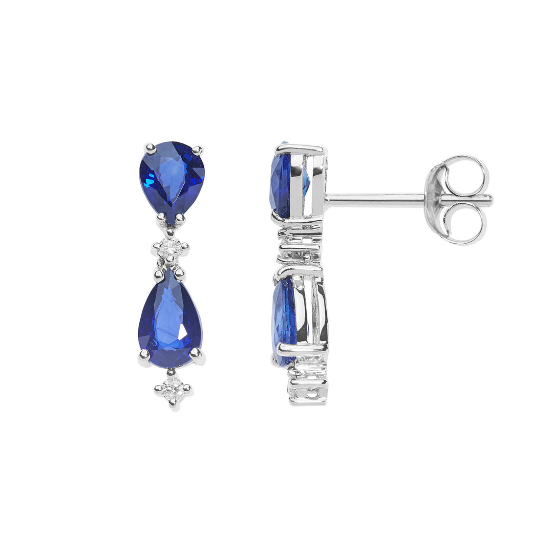 Comete Half earring in white gold with diamonds and blue sapphires ORB10601/2